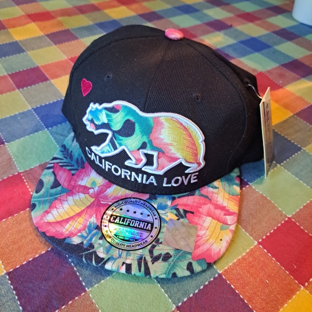California Love Snapback Cap - Black and Multicolor